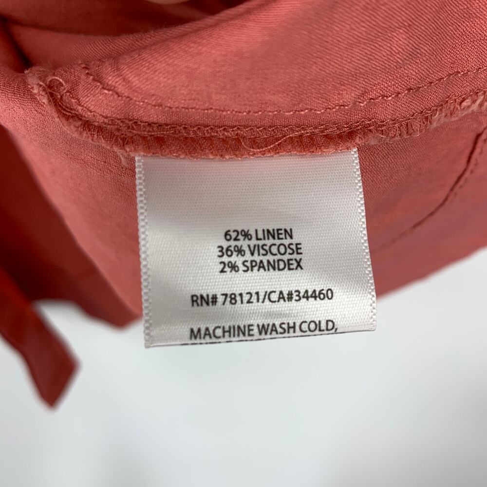 Eileen Fisher 3/4 Sleeve Shirt Dress Womens Size PS Coral Pink Linen Blend - Picture 6 of 6